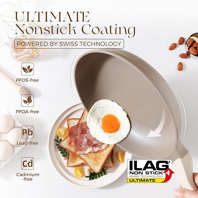 PRICUSIS Nonstick Frying Pan, 8/10/12 Inch Stain/Scratch/Crack Proof Chef Pan - Image 3