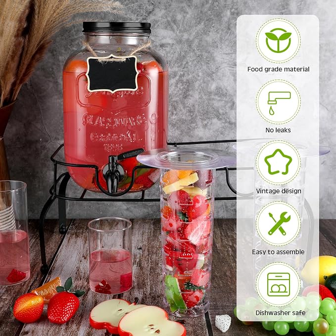 Lallisa 2 Pcs 2 Gallon Glass Drink Dispenser - Image 7