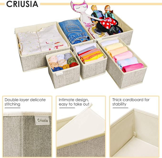 Criusia Underwear Drawer Organizer, 6 Set Foldable Underwear Drawer Organizer - Image 4