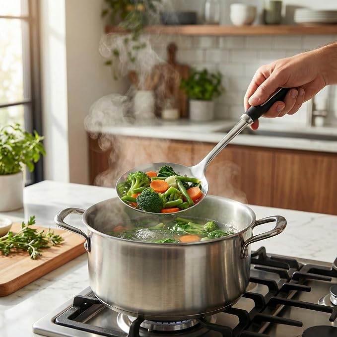 Cooking Utensil Set, Stainless Steel Kitchen Tools Include Solid & Slotted - Image 8