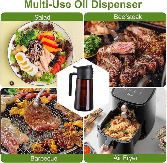 LAKUMIQI 2 in 1 Oil Sprayer for Cooking, 16oz Olive Oil Dispenser Bottle for - Image 6