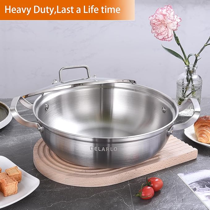 Delarlo Tri-Ply Stainless Steel 11 inch Everyday Pan - Image 4