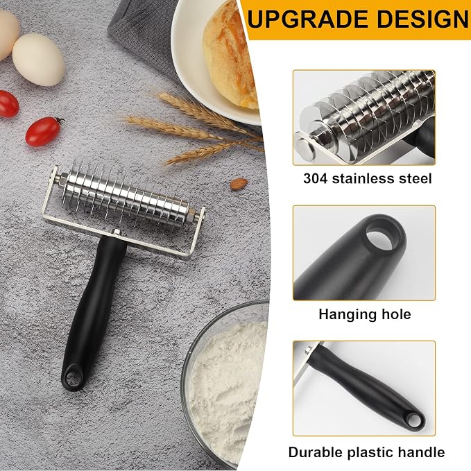 Pastry Lattice Roller Cutter, Stainless Steel Multi-Wheel Dough Cutter - Image 4