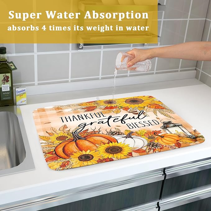 Giwawa Autumn Pumpkins Dish Drying Mat - Image 7