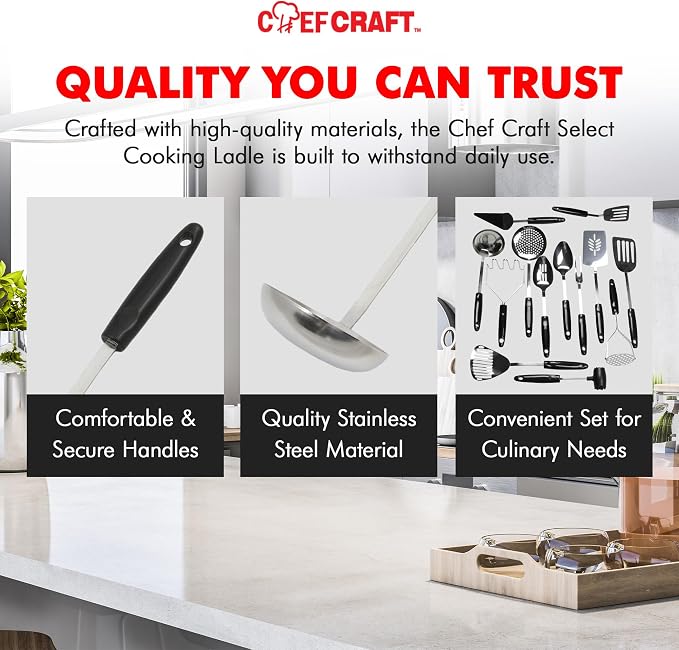 Chef Craft Select Cooking Ladle, 11.5 inch, Stainless Steel - Image 6