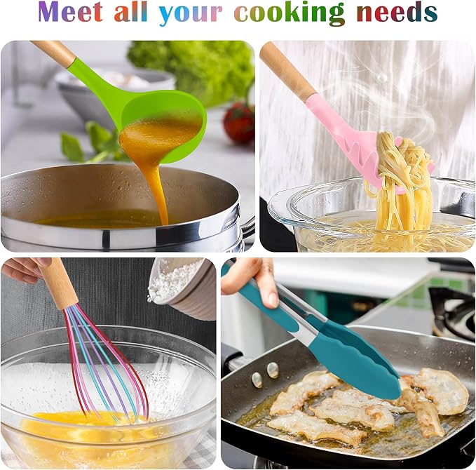 E-far Silicone Cooking Utensils Set, 10-Piece Kitchen Utensils Set - Image 5