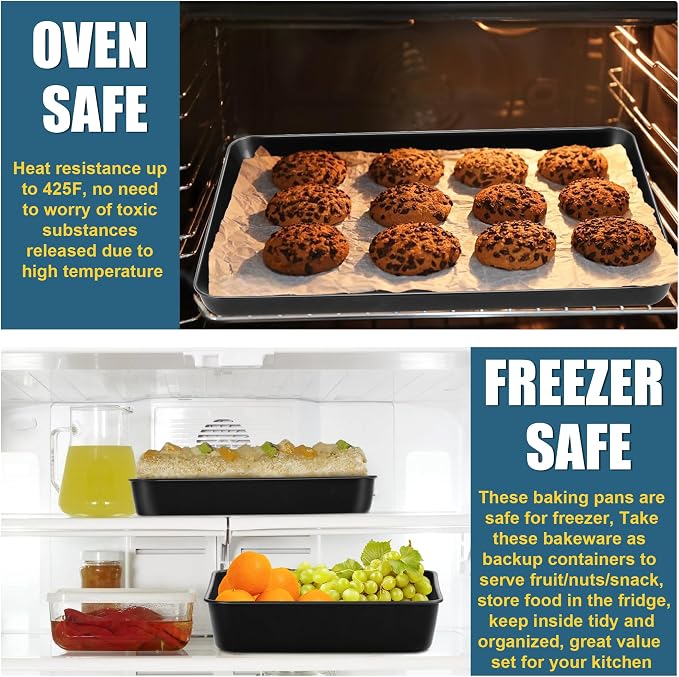 E-far 6-Piece Bakeware Sets, Nonstick Stainless Steel Baking Pans Set - Image 7