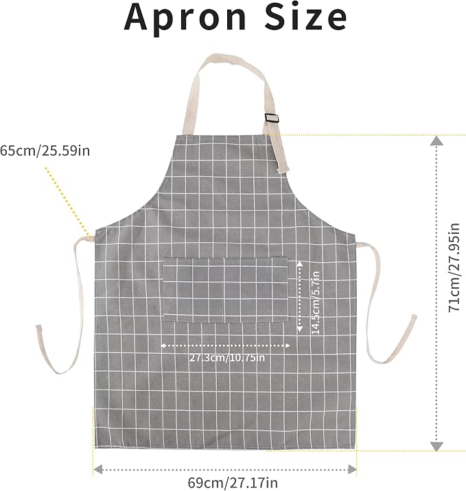 Tosewever 2 Pieces Cotton Linen Waterproof Bib Kitchen Apron - Image 3