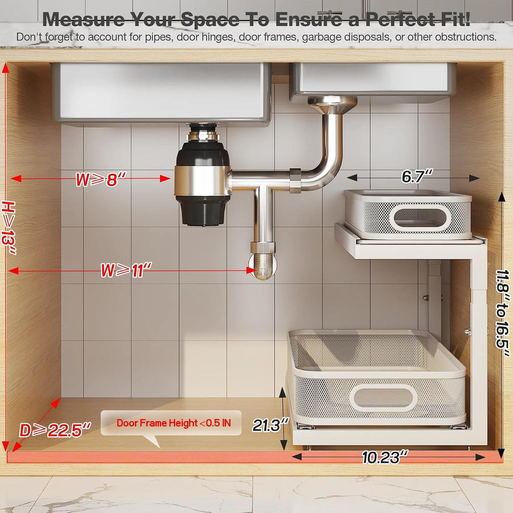 2-Pack 21.3 IN Depth Under Sink Organizer With Next-Gen Ball-Bearing