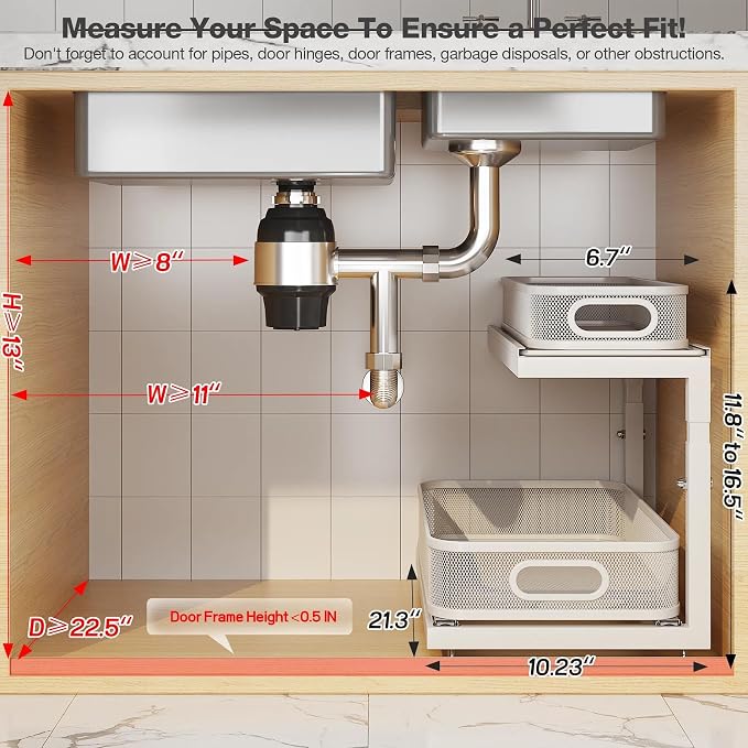 2-Pack 21.3 IN Depth Under Sink Organizer - Image 2