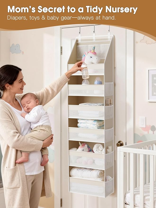 Criusia Over the Door Organizer, 6-Shelf Closet Hanging Storage - Image 3