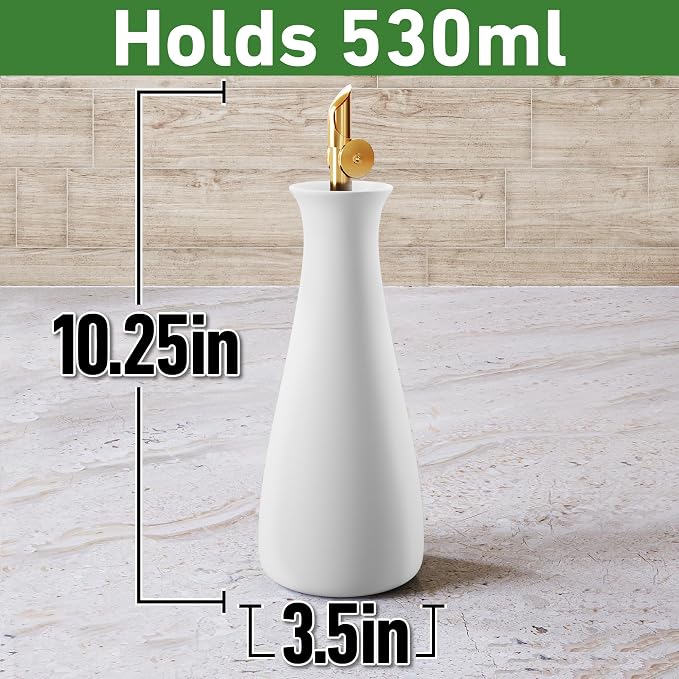 Ceramic Olive Oil Dispenser - 530 ML Capacity Matte White Ceramic Oil Dispenser - Image 6