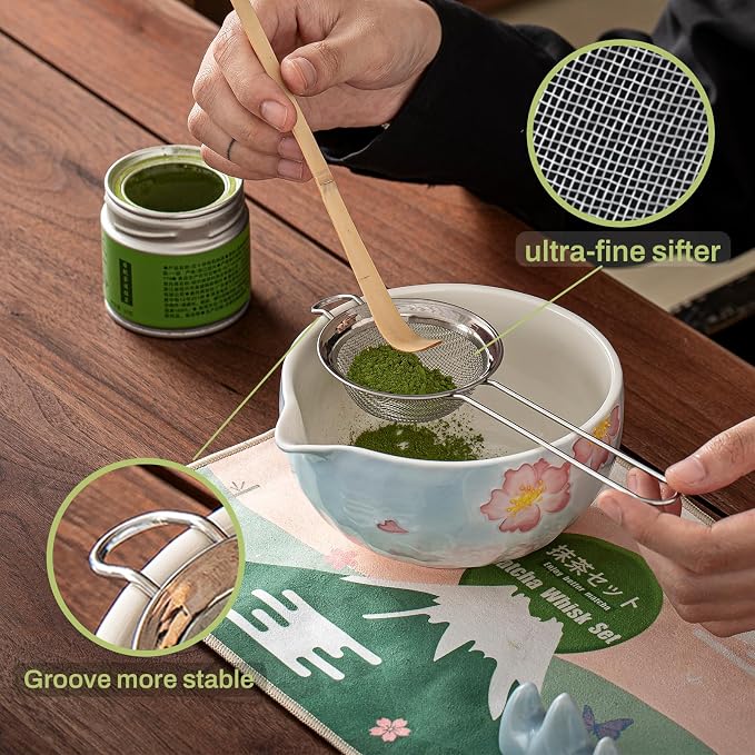 Clay&Fire Matcha Whisk Set，9 Pcs Ceramic Matcha Set, 15 OZ Matcha Bowl - Image 3