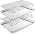 E-far Baking Sheet with Wire Rack, Large Stainless Steel Cookie Sheets Pan & by E-far