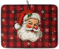 Santa Claus Christmas Dish Drying Mat Xmas Red and Black Buffalo Plaid by Kwlegh