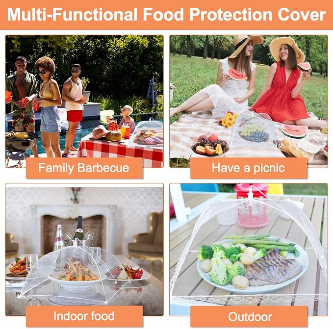 Husfunov 6 Pack Mesh Food Covers, Pop-Up Serving Dish Covers Tent Umbrella - Image 6