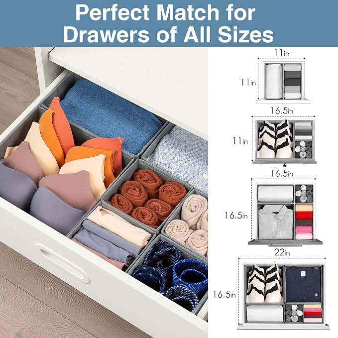 Criusia Drawer Organizer Clothes, 8 Pack Underwear Organizer, Foldable Closet - Image 4