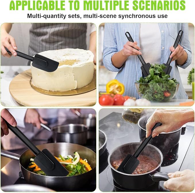Meekoo 5 Pieces 10 Inch Rubber Spatula, 500°f High Heat Resistant Silicone - Image 6