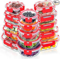 VERONES 30 Pieces Glass Meal Prep Containers Set, Stackable Glass Food Storage by VERONES