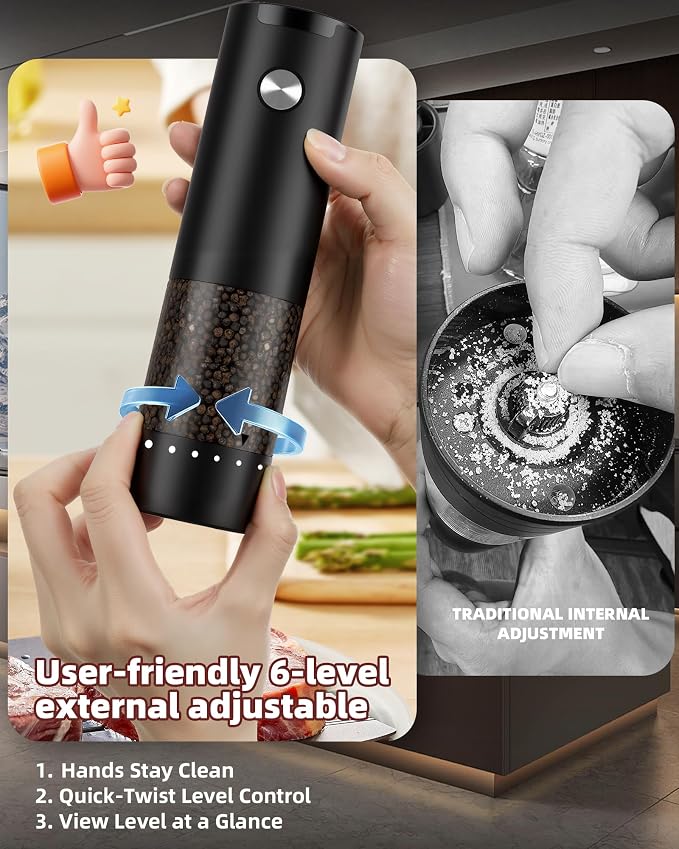 Electric Salt and Pepper Grinder Set, Automatic Battery Salt and Pepper - Image 2