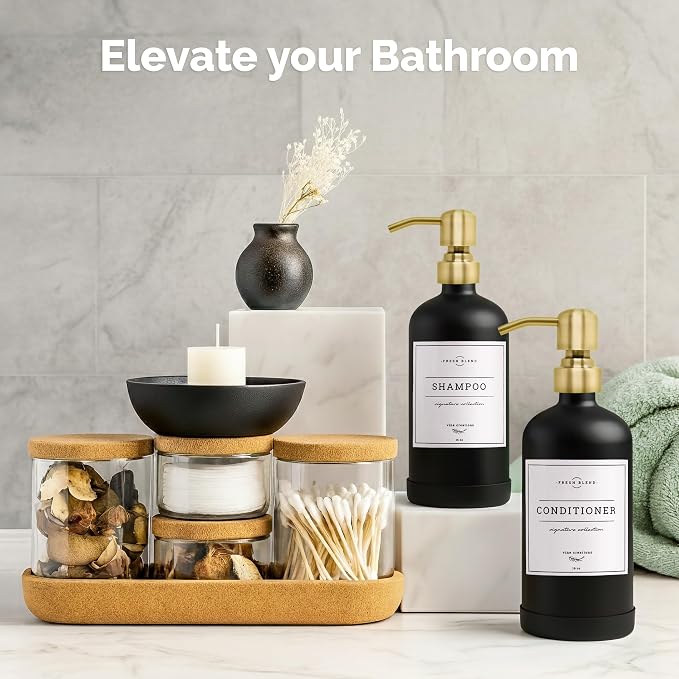 Vine Creations Black Glass Soap Dispenser, 2 Pack Kitchen Soap Dispenser Set - Image 4