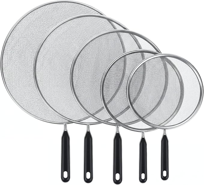 Gisafai 5 Pcs Splatter Screen for Frying Pan 13'' 11.5'' 10'' 8.3'' 7.5'' Metal by Gisafai