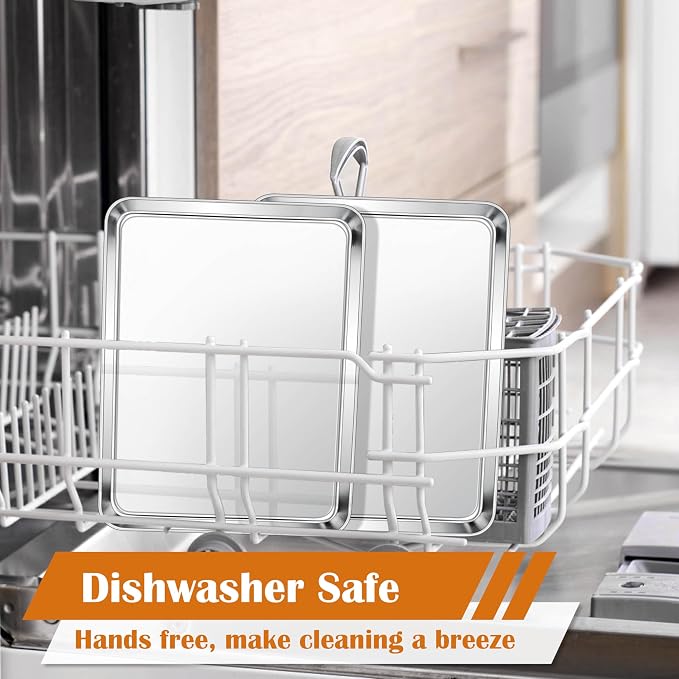 E-far Toaster Oven Tray, 10.5”x8.3” Stainless Steel Small Baking Cookie Sheet - Image 6