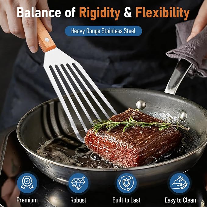 Joyfair Fish Spatula Metal Spatulas, Kitchen Slotted Turners & Outdoor Griddle - Image 3
