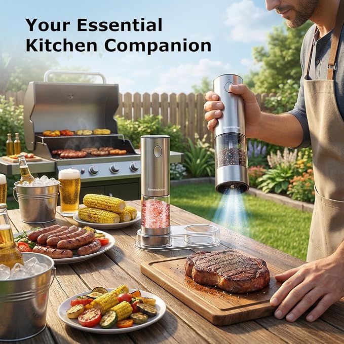 Bonsenkitchen Electric Salt and Pepper Grinder Set Rechargeable, 95ml Large - Image 8