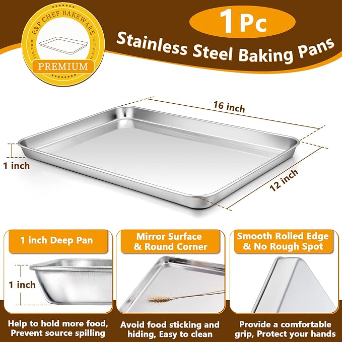 P&P CHEF 16 Inch Baking Sheet Pan - Image 2
