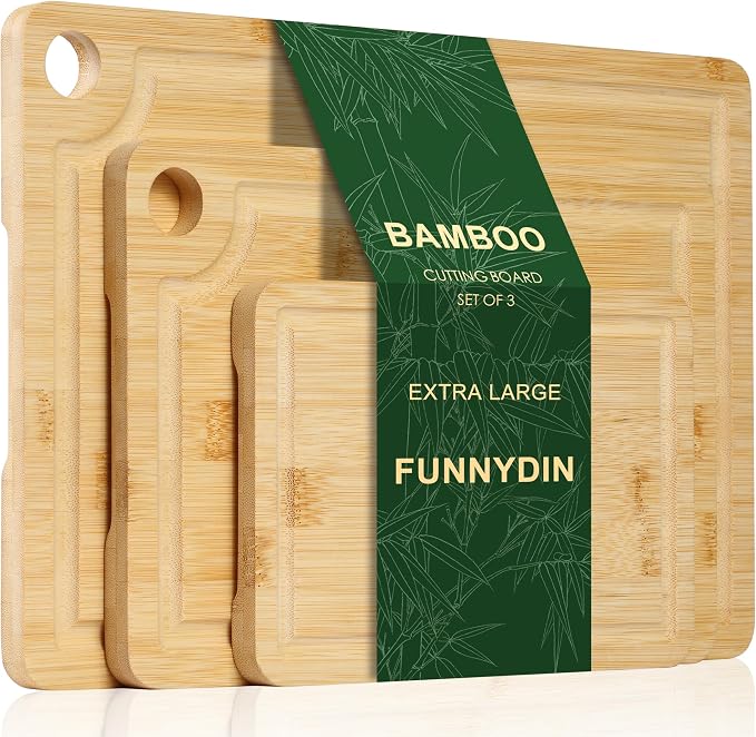 3PCS Bamboo Cutting Board Set by Funnydin