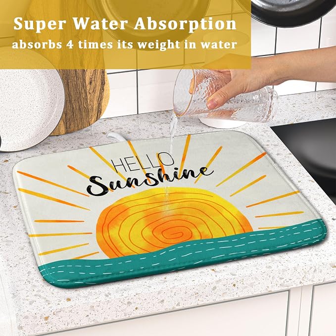 Summer Seaside Sunset over Sea Dish Drying Mat - Image 7