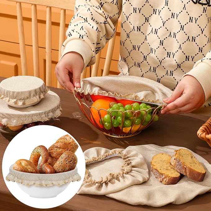 Patelai 10 Pcs Bowl Covers Reusable in 5 Size Stretch Cloth Fabric Elastic Food - Image 5