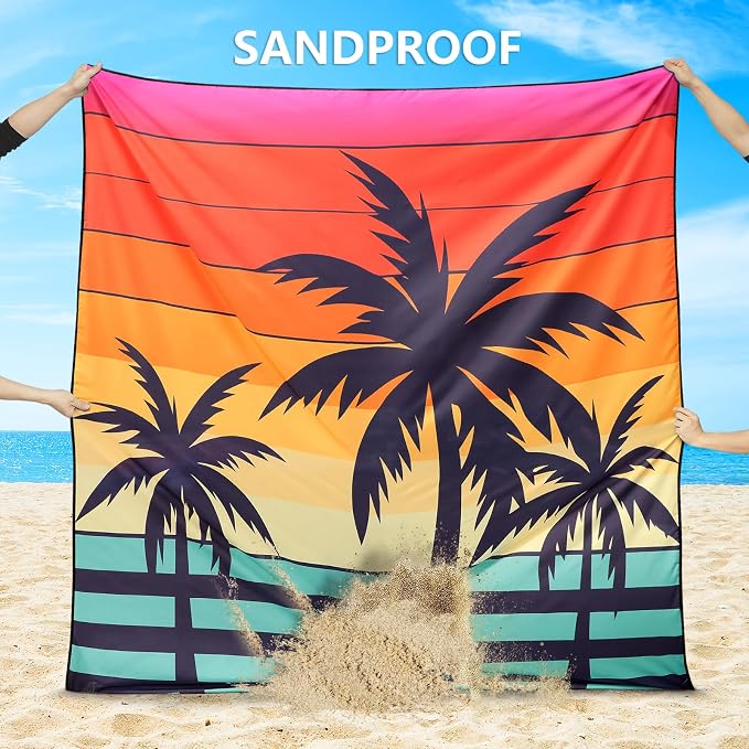 WIWIGO Beach Blanket Waterproof Sandproof Beach Mat 79" X 83"/10'x9'for 2-8 - Image 3