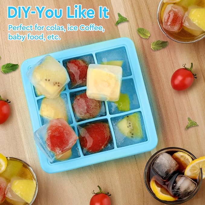 Silicone Ice Cube Trays with Lid, 9x1.3 inch, Small Ice Cube Trays - Image 2