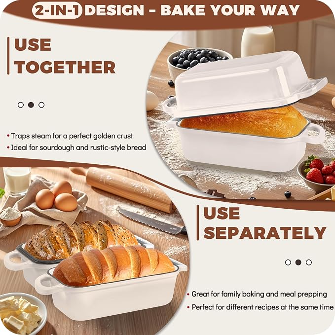 Cast Iron Bread Loaf Pan with Lid, Loaf Pans - Image 6