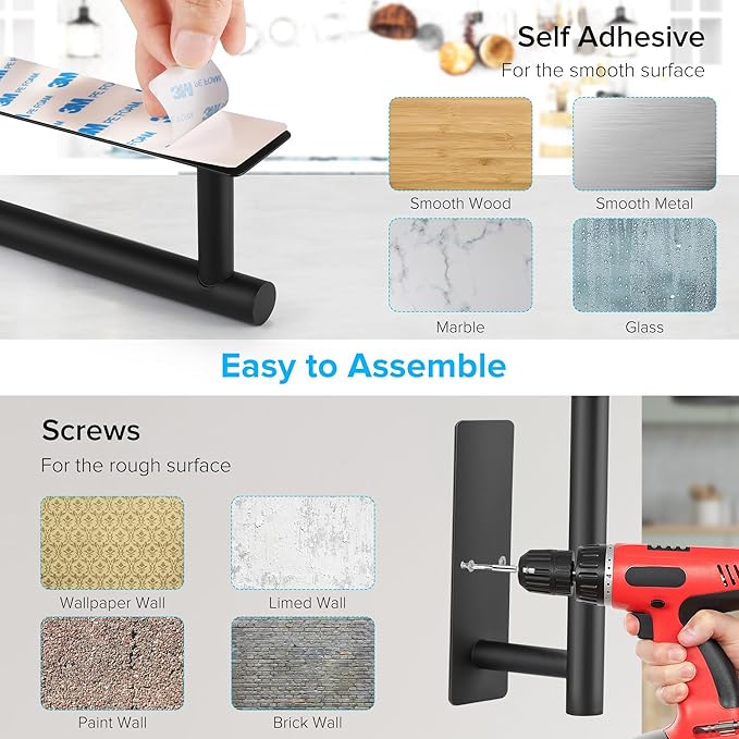 2nd Gen Paper Towel Holder Under Cabinet No Drilling, Self Adhesive or Drilling - Image 4