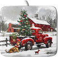 Christmas Red Truck Dish Drying Mat by Aytipun
