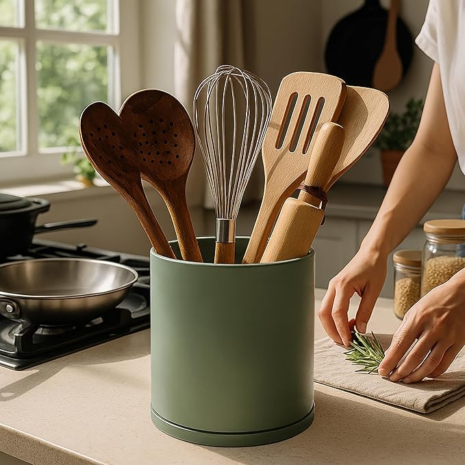 D'vine Dev 360° Rotating Utensil Holder – 7.2" Kitchen Utensil Crock - Image 5