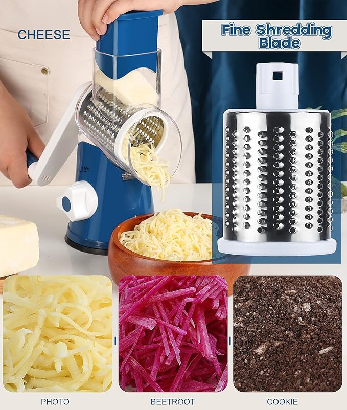 Ourokhome Rotary Cheese Grater Hand Crank, Kitchen Shredder Speed Mandolin - Image 5