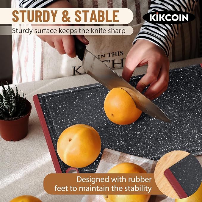 Kikcoin Plastic Cutting Boards for Kitchen, 3-Piece Large Cutting Board Set - Image 4