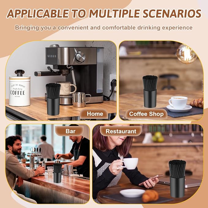 200 Pcs Black Coffee Stirrer Sticks and Holder Set 7 Inch Plastic Coffee Stir - Image 7