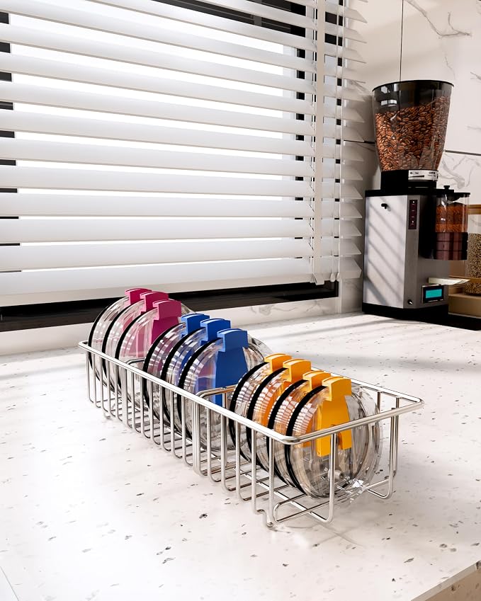 YQh tumbler lid organizer, Stainless Steel Kitchen Container Cover Holder - Image 3