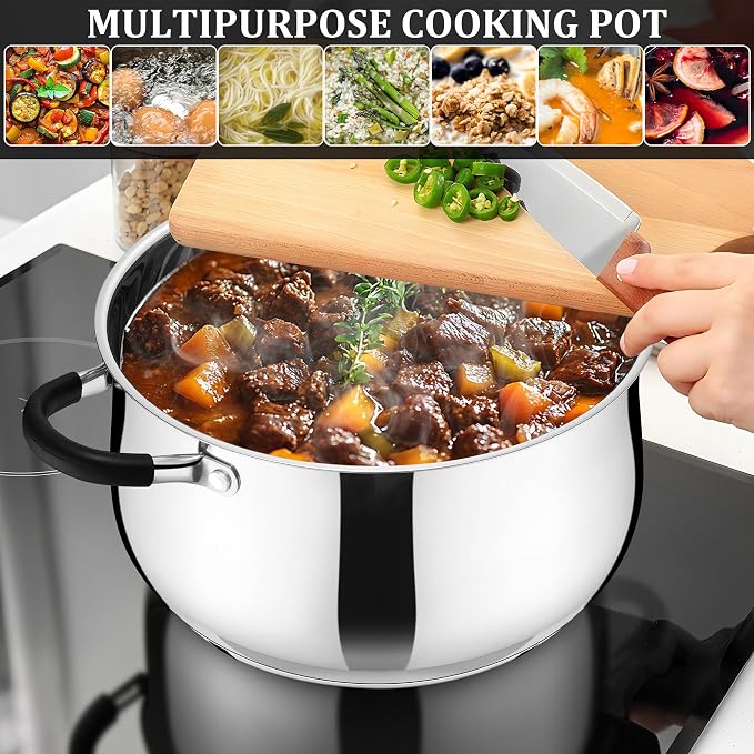 E-far 6 QT Stainless Steel Pot, Stock Cooking Pot - Image 5