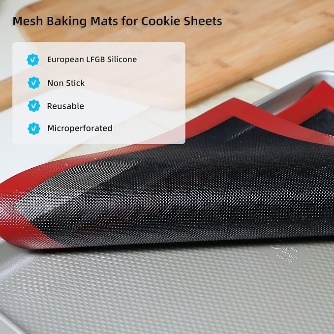 Silicone Baking Mat with Microperforated, Reusable Air Mesh Silicone Mat - Image 3