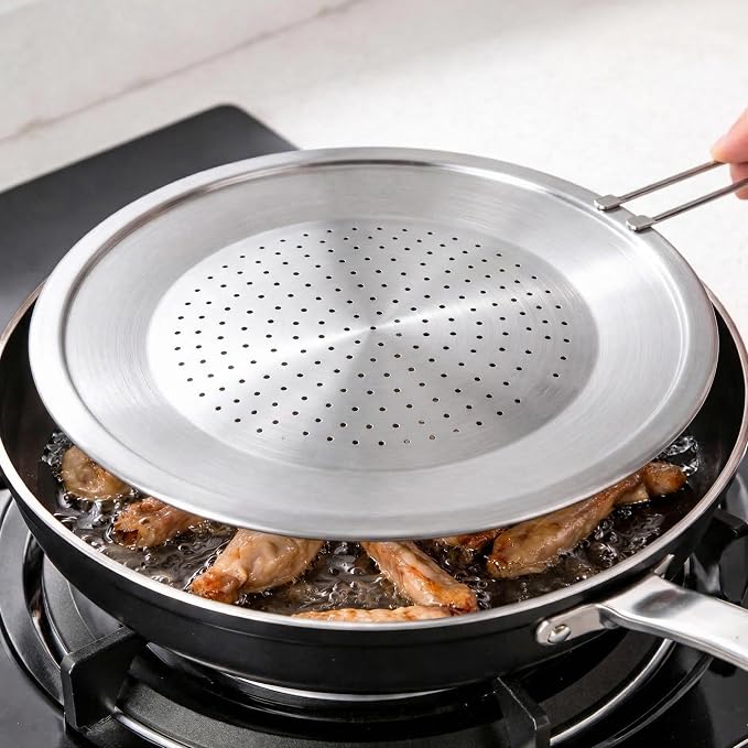 Stainless Steel Splatter Screen Lid, Oil Splash Guard - Image 6