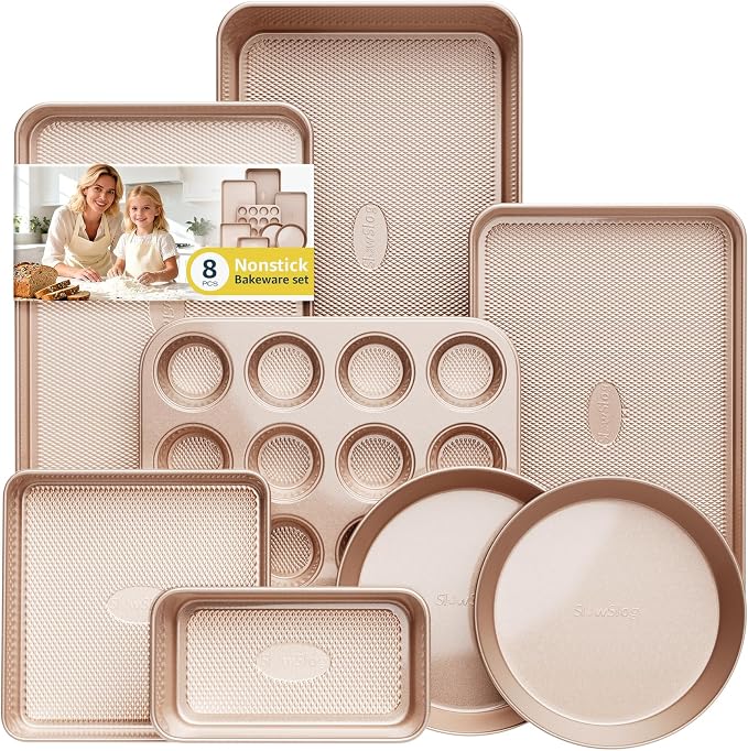 Baking Pans Set 8-Piece Bakeware Sets, Baking Sets by SlowSLog