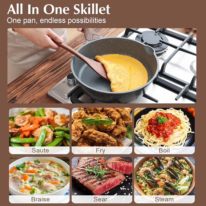 SENSARTE Nonstick Skillet, Deep Frying Pan 10/11/12-inch, Saute Pan - Image 7
