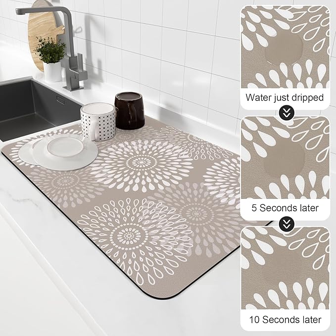 LuxStep Dish Drying Mat Super Absorbent Kitchen Counter Mat Rubber Backing - Image 4