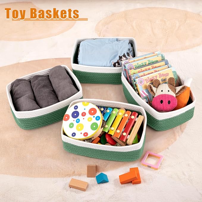 OIAHOMY 4 Pack Storage Baskets for Organizing, Small Bins for Shelves, Cute - Image 4